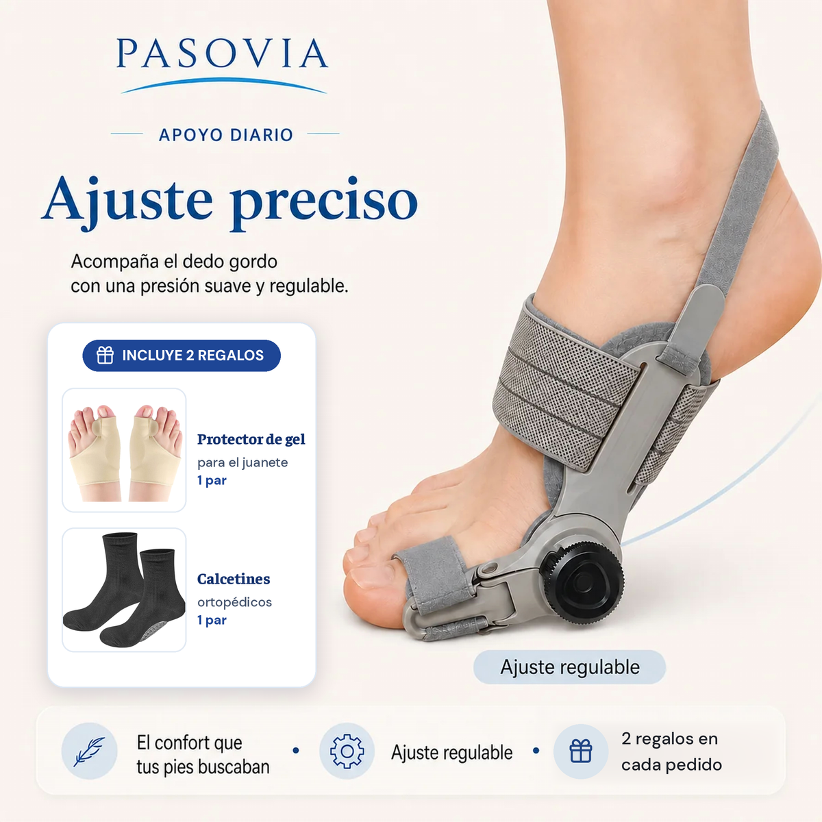 Pasovia™ — Férula con bisagra móvil para el dedo del pie